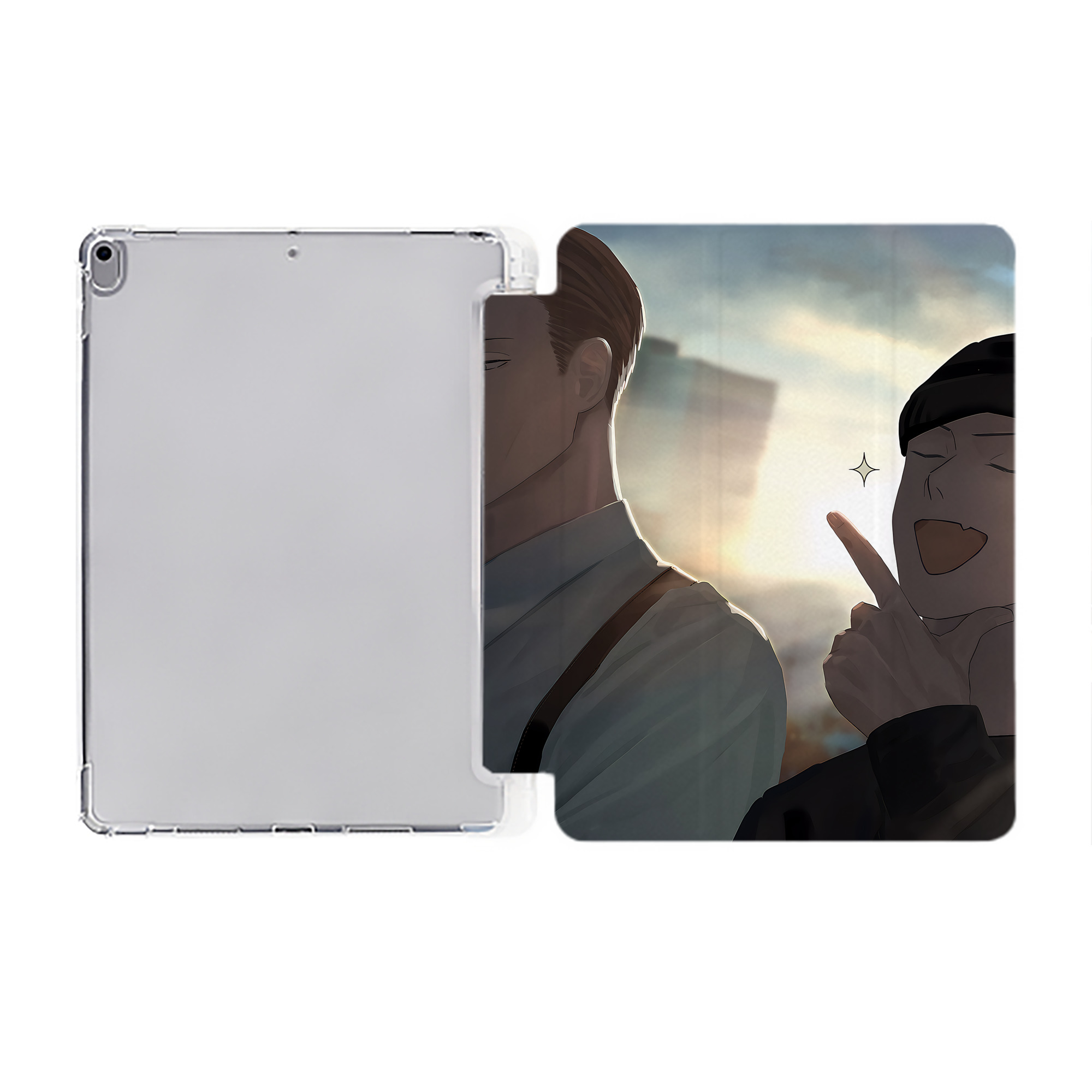 （画像用） 呪術廻戦 Jujutsu Kaisen IPad ケース ペン収納付き 三つ折りスタンド PUレザー×シリコン 対応機種9.5/10.5/10.9インチ